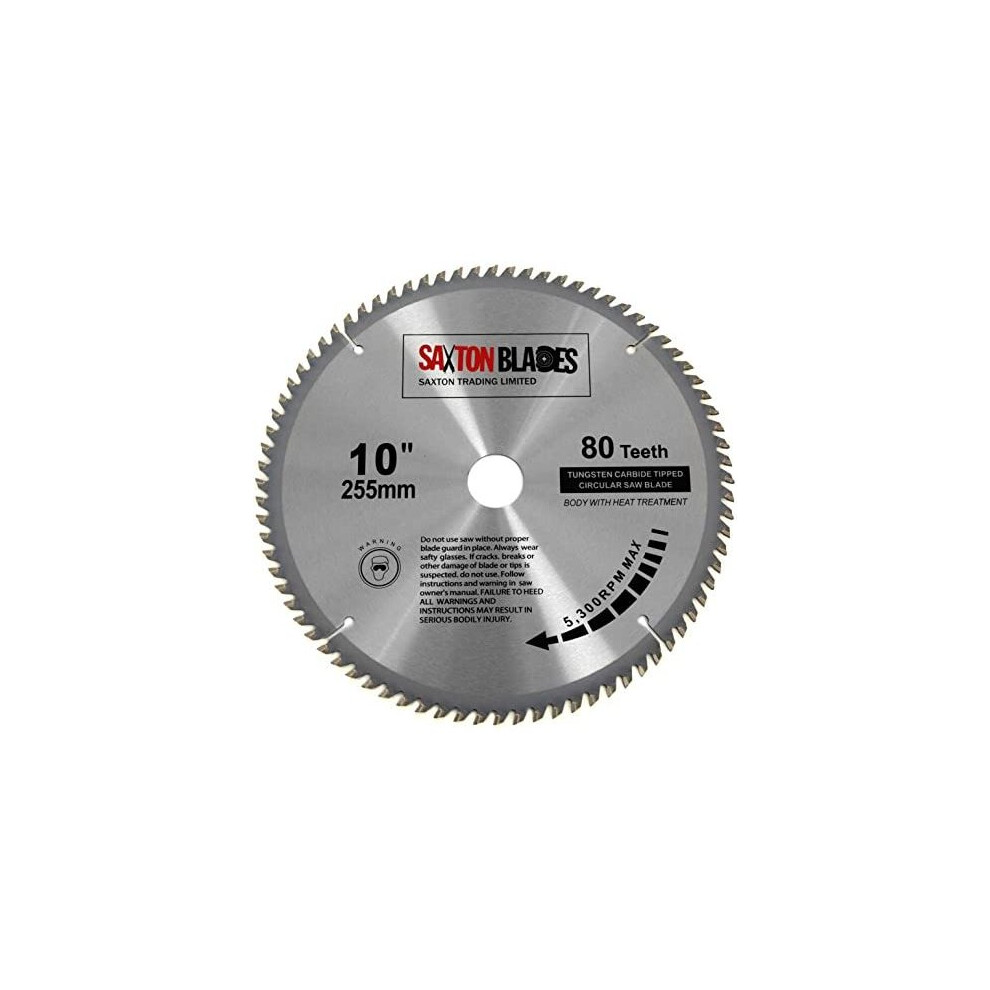 Tct25580t Saxton Tct Circular Wood Saw Blade 255Mm X 30Mm X Bore X 80T For Bosch Makita Dewalt 5060268369887