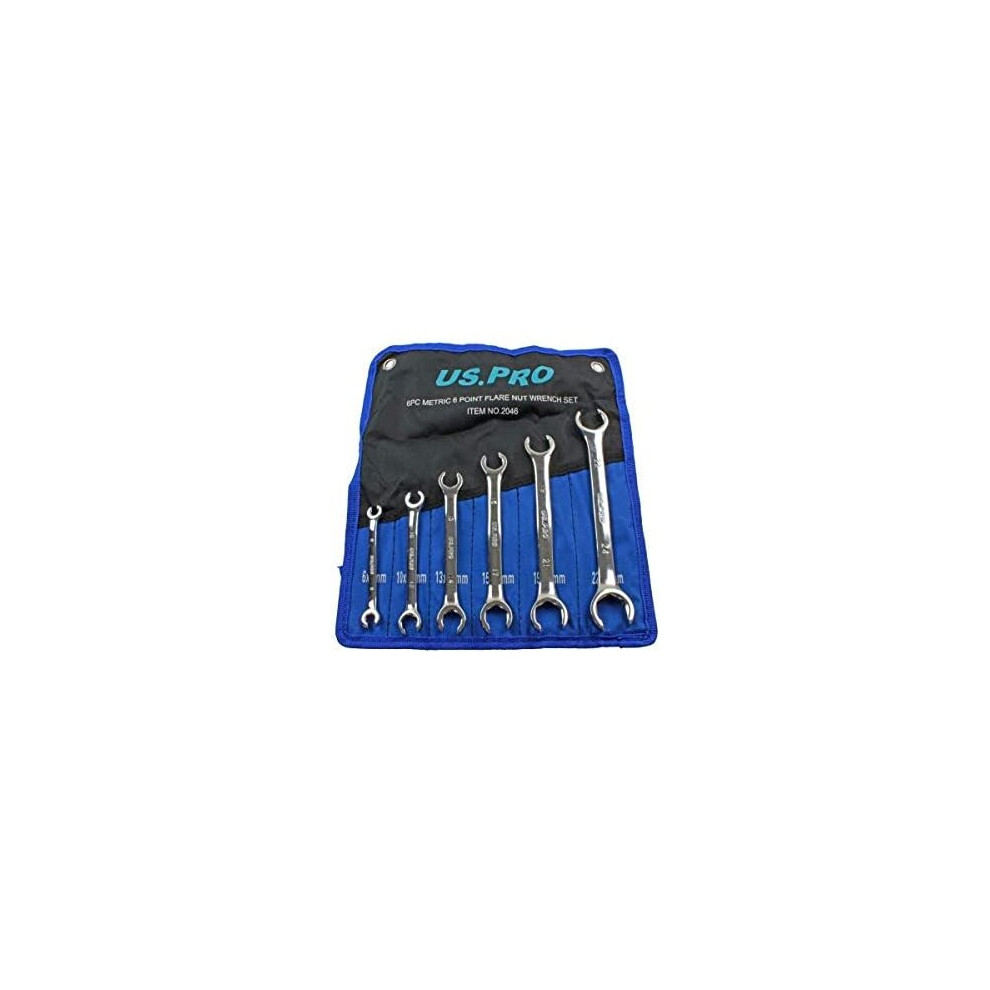 US PRO 6 Piece Metric 6 Point Flare Nut Spanner Wrench Set 6 - 24mm 2046