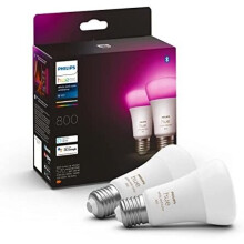 Philips Hue White and Colour Ambiance Smart Light Bulb 2 Pack 60W - 800 Lumen [E27 Edison Screw] with Bluetooth. Works with Alexa, Google Assistant