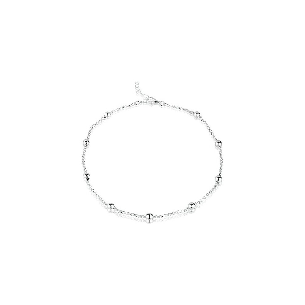 Sterling Silver Ankle Chain with Baubles - Variable Length 24-26.5cm