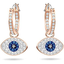 Swarovski Symbolic earrings, Evil eye, Blue, Rose gold-tone plated
