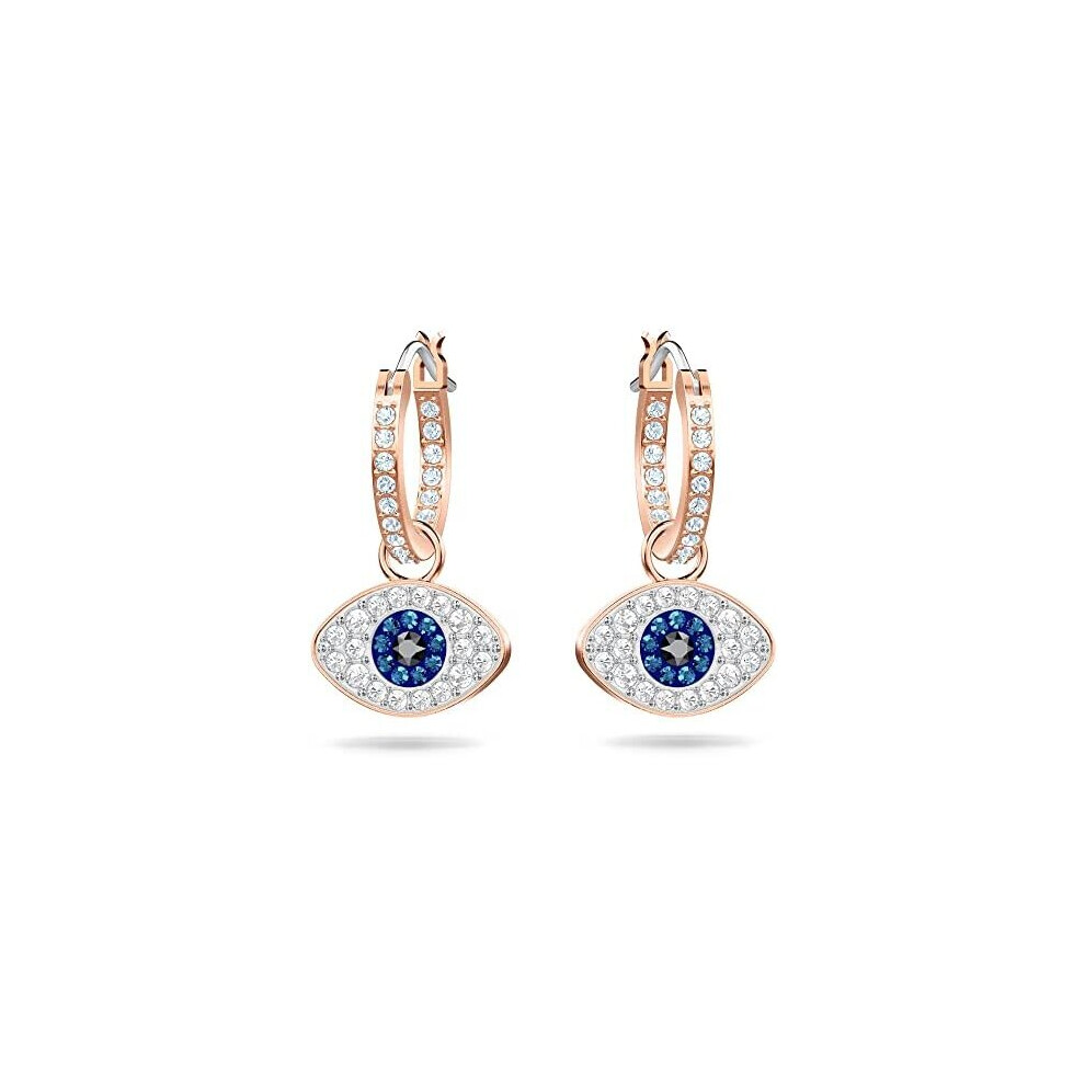 Swarovski Symbolic earrings, Evil eye, Blue, Rose gold-tone plated