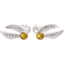 Harry Potter Sterling Silver Golden Snitch Stud Earrings Embellished with Swarovski Crystals