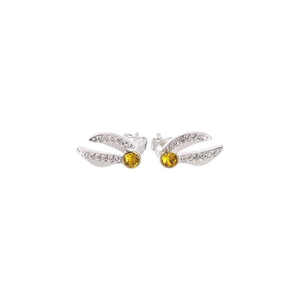 Harry Potter Sterling Silver Golden Snitch Stud Earrings Embellished with Swarovski Crystals