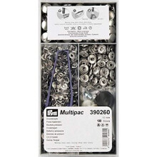Prym 390260 Non-sew Fasteners Anorak Brass 15 mm Silver col, silberfarbig, 100 Stück