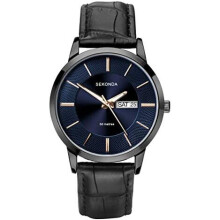 Sekonda Mens Classic Analogue Quartz Watch with Black Leather Strap 1813