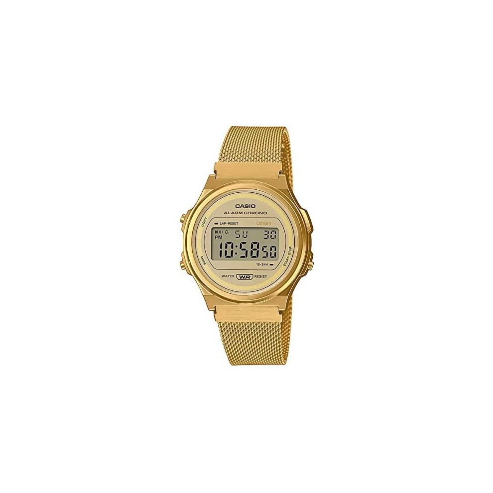 Casio Unisex-Adults Digital Quartz Watch with Stainless Steel Strap A171WEMG-9AEF