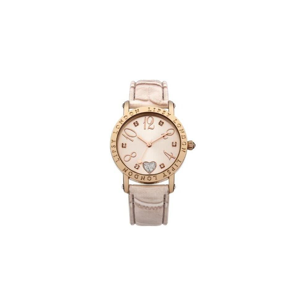 Lipsy London Womens Watch with Rose Gold Dial and Blush Pink Strap, 34mm Diameter Case in Branded Watch Box LP150-2 Year Warranty