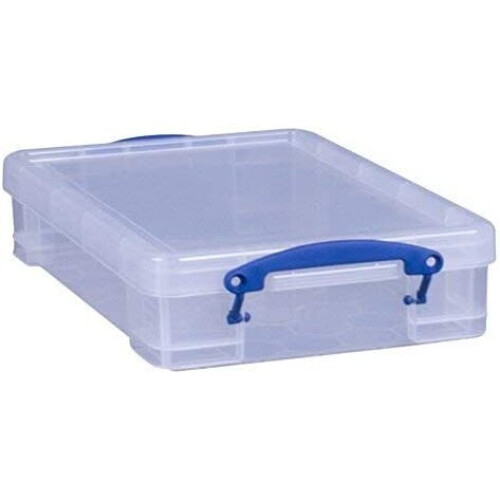 Really Useful 4 x Really Useful 4 Litre Storage Boxes Clear Plastic With Lid Box Heavy Duty 1