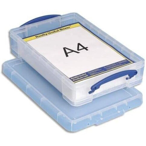 Really Useful 4 x Really Useful 4 Litre Storage Boxes Clear Plastic With Lid Box Heavy Duty 2