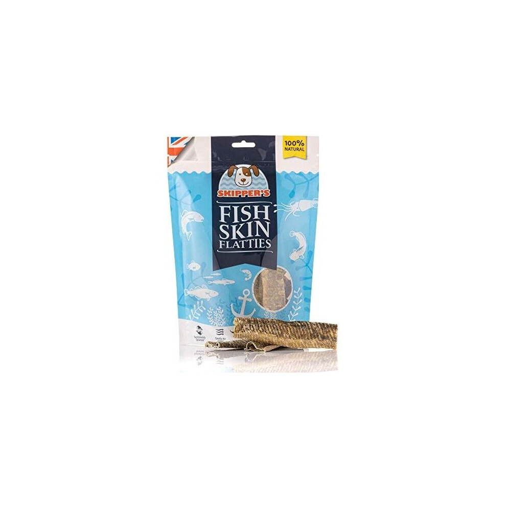 SKIPPER'S Fish Skin Flatties Sticks - Handmade and Air-Dried - 100% Dog Chews Long Lasting Natural Dog Treats - Skin Care - High Protein Low Fat Dog