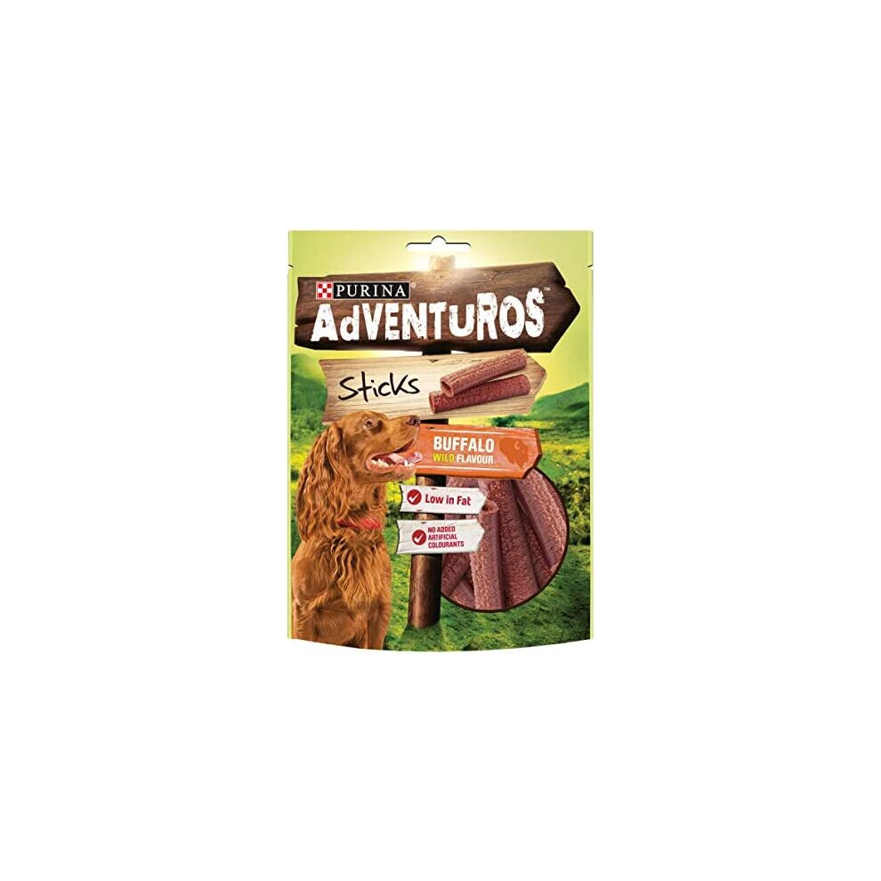 Purina Adventuros Sticks Dog Treats Buffalo Flavour, 120 g - Pack of 6