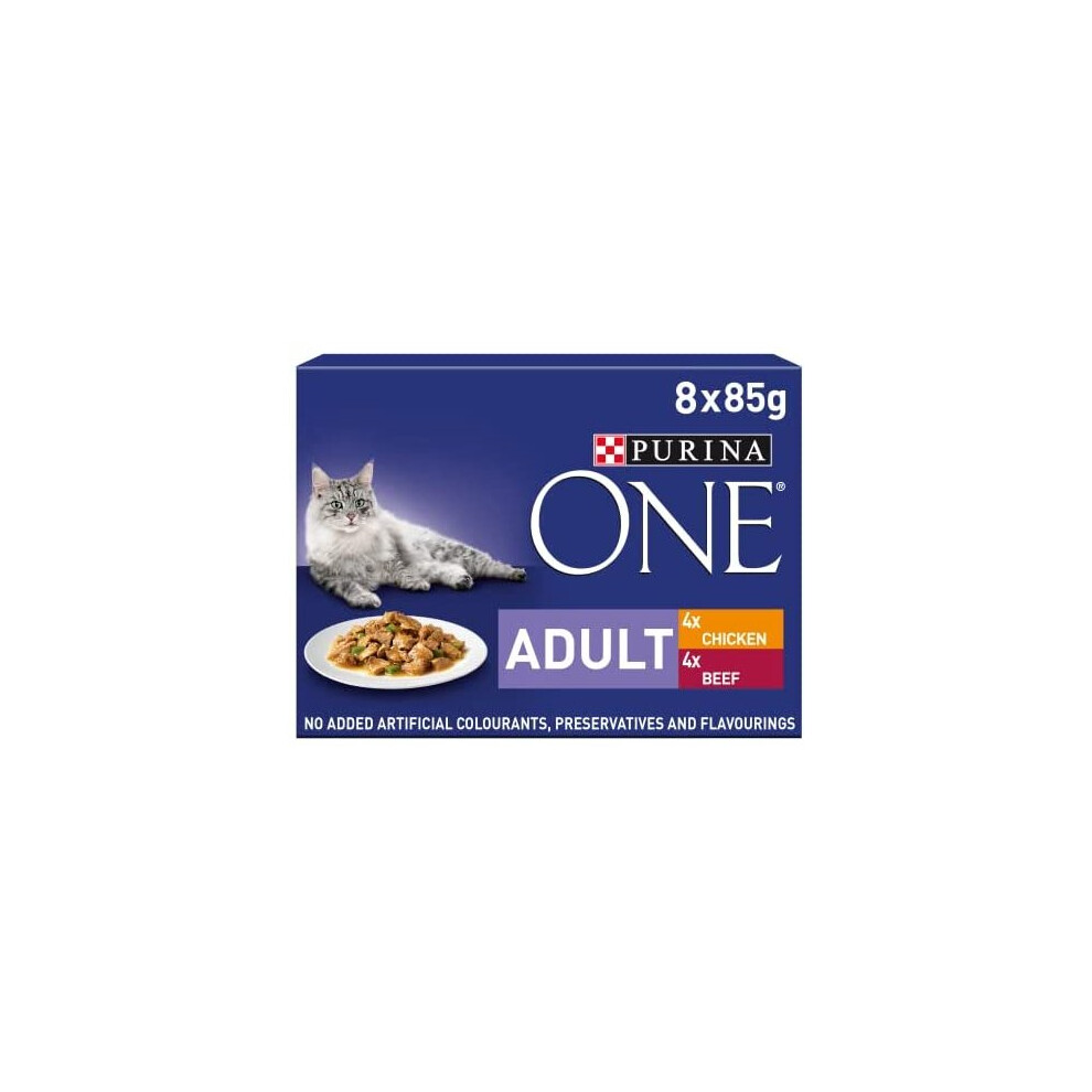Purina One Adult Cat Food Chicken And Beef 5X (8 X 85G)