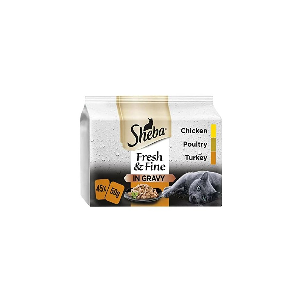 Sheba Fresh & Fine In Gravy Mini Pouches 15 X 50G - Poultry Collection In Gravy - Image 3