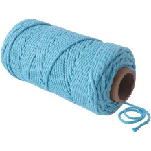 (Light Blue) 3 X 200 Mm Cotton Cone Yarn Macrame Yarn Cotton Rope Diy Art Craft Knitting Tools