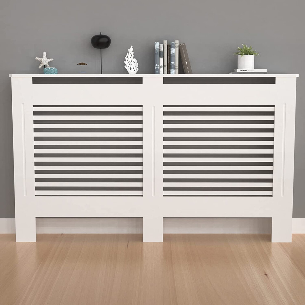 (Horizontal-L H92XW152XD19cm, White) Modern Radiator Cover Furniture Cabinet Shelf