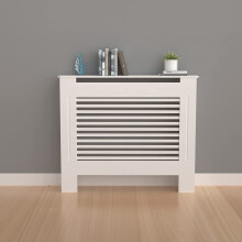 (Horizontal-S H92XW78xD19cm, White) Modern Radiator Cover Furniture Cabinet Shelf