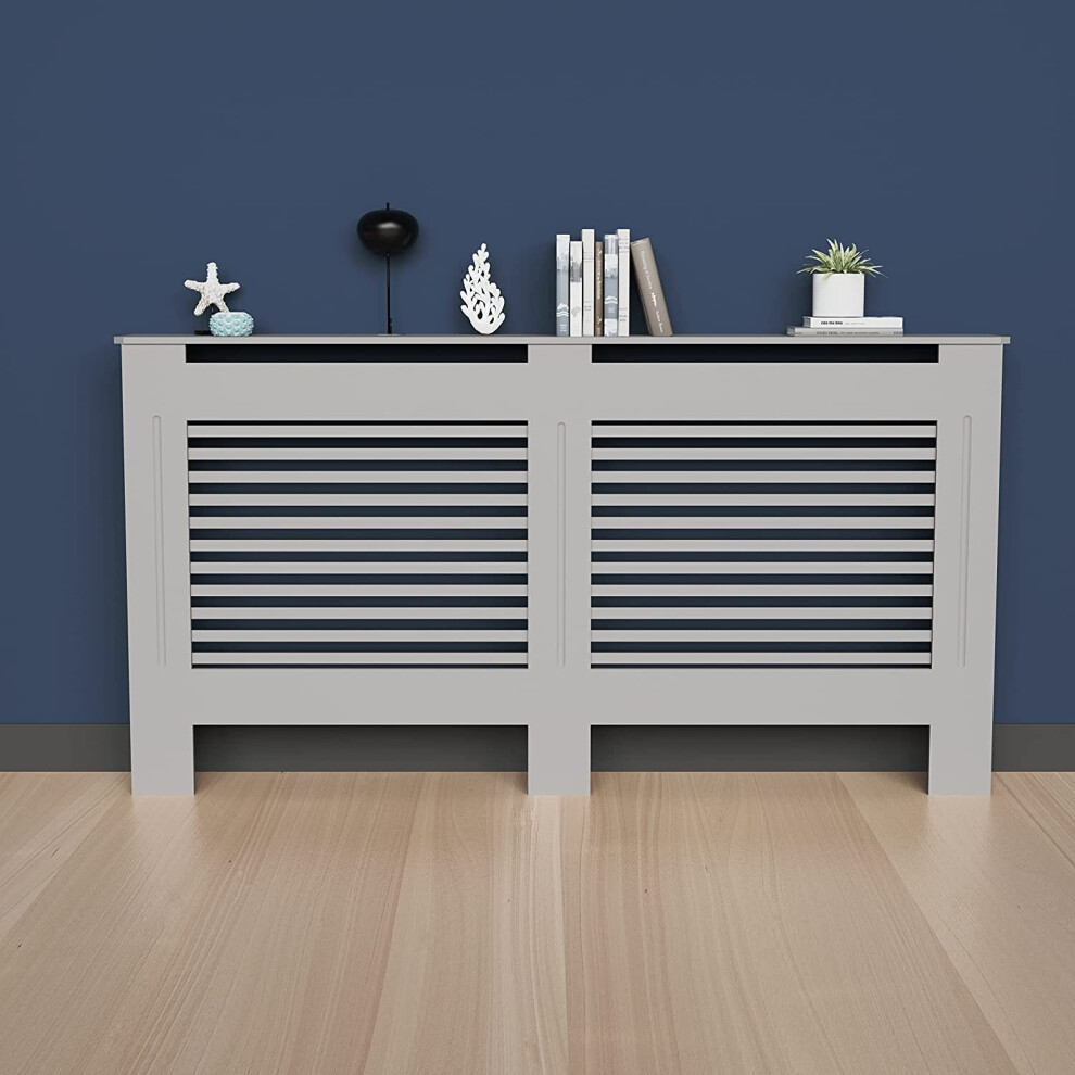 (Horizontal-L H92XW152XD19cm, Grey) Modern Radiator Cover Furniture Cabinet Shelf