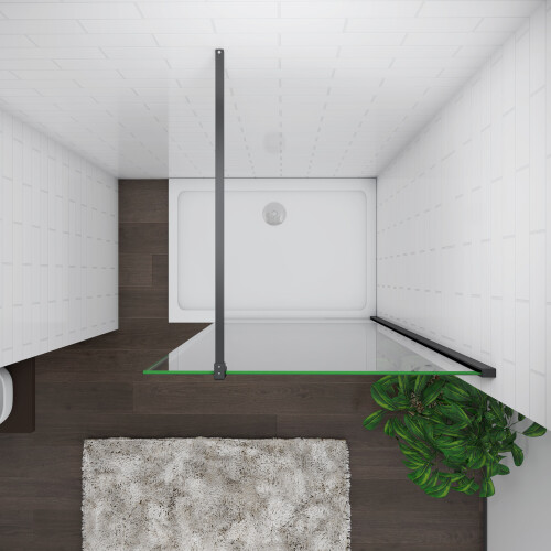AICA (900mm) Matt Black Walk in Wet Room Shower Screen Panel 2