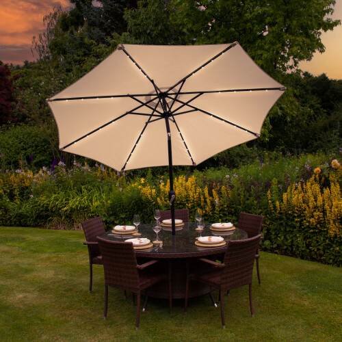 LED Parasol met Kantelfuntie 270 cm - Beige 2