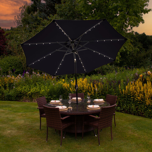 LED Parasol met Kantelfunctie 270 cm - Zwart 2