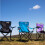 Folding Camping Chair for Adults and Kids Purple with Green trim Lightweight Foldable Chair Suitable for Outdoors From just be 3