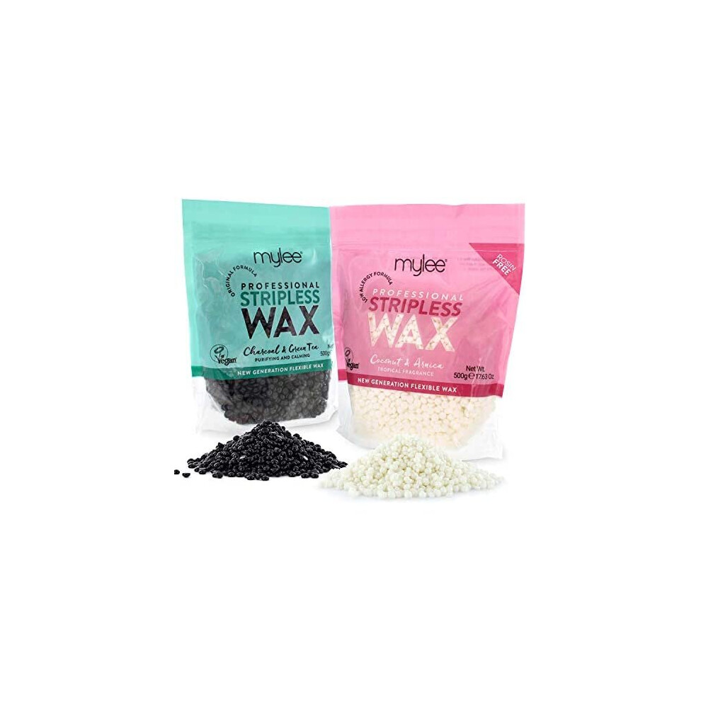 Mylee Professional Hard Wax Beads 500g, Stripless Depilatory Waxing Pellets Solid Film Beans No Strip Needed, Painless Gentle Hair Removal of Full