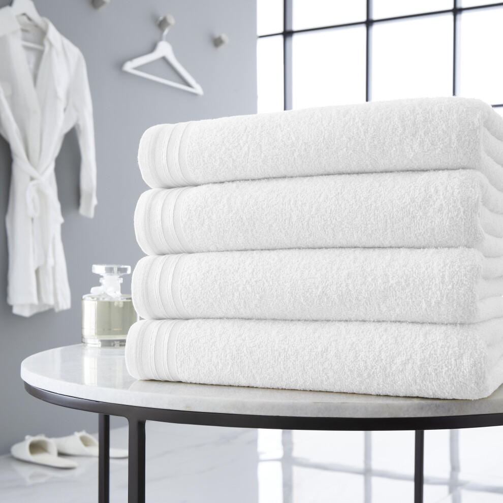 (White) Wilsford 4 Pcs Luxury Cotton Bath Sheet 75x135