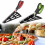 (Green) Pizza Scissor Stainless Steel Pizza Cutter With Detachable Spatula 3