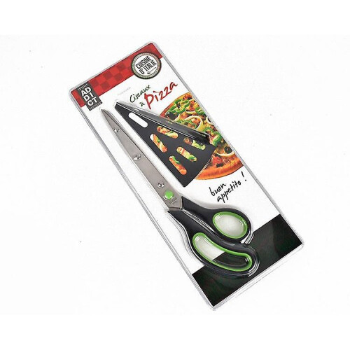 (Green) Pizza Scissor Stainless Steel Pizza Cutter With Detachable Spatula