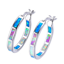 (Colorful) Round Hoop Dangle Earrings Fire Opal Jewelry Vintage Fashion Rainbow Birthstone Earrings