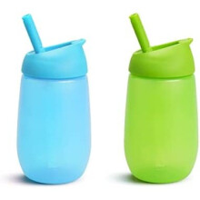 Munchkin Simple Clean Straw Cup, 10oz/296ml, 2 Pack, Blue/Green