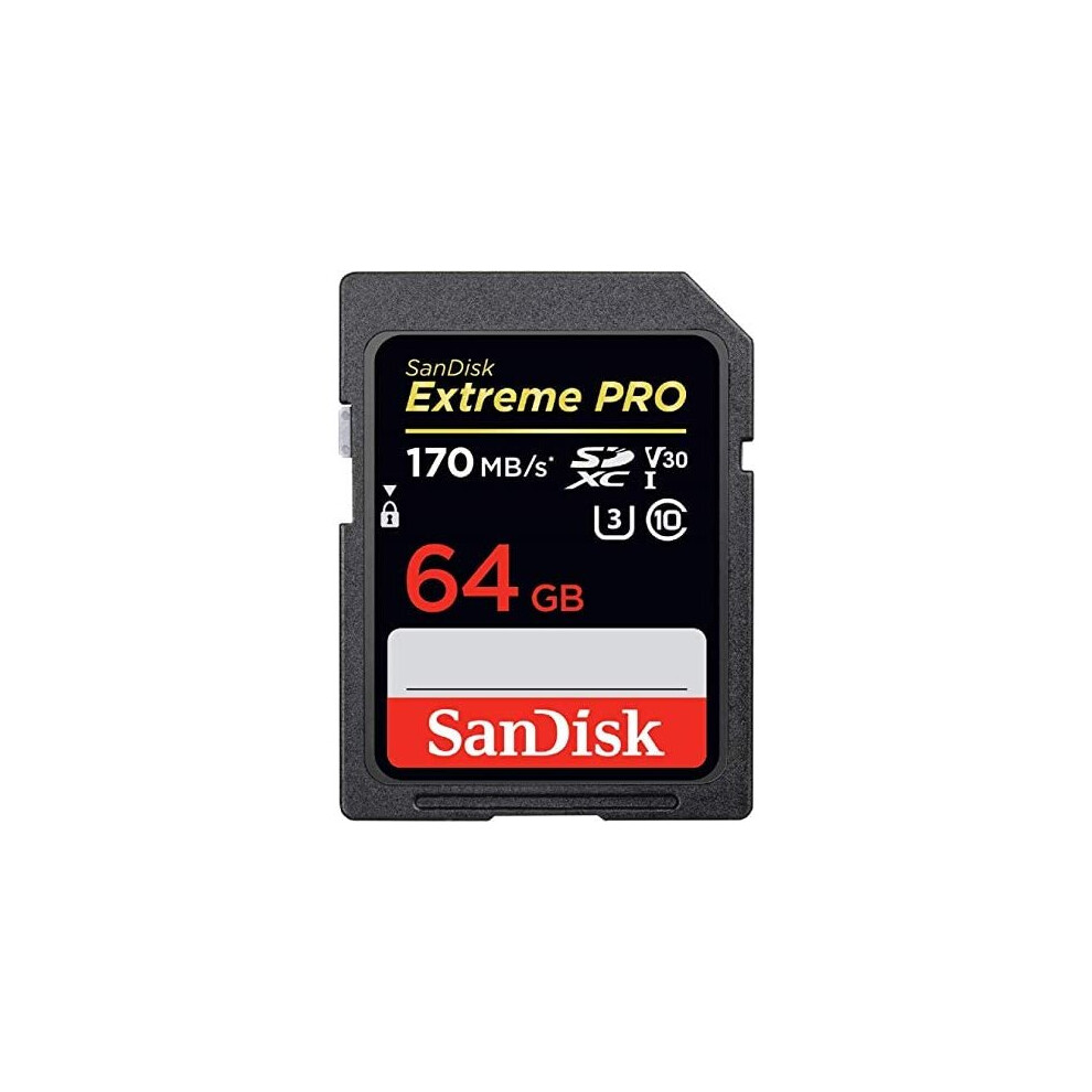 Sandisk Extreme Pro 64Gb Sdxc Memory Card Up To 170Mb/S, Uhs-1, Class 10, U3, V30, Black