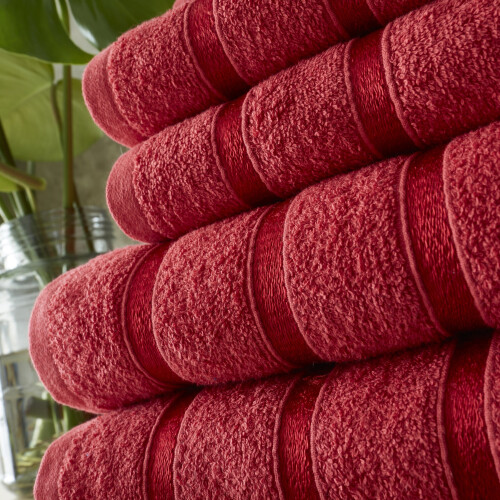 (Red) Boston 8 Pcs Luxury Cotton Towel Bale Set 1
