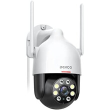Security Camera Outdoor Floodlights, DEKCO CCTV Camera with Sound-Light Alarm, 1080P WiFi Home Security Camera Support Pan-Tilt 360° View, Motion