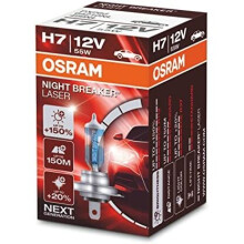 OSRAM NIGHT BREAKER LASER H7, +150% more brightness, halogen headlight lamp, 64210NL, 12V, folding box (1 lamp)