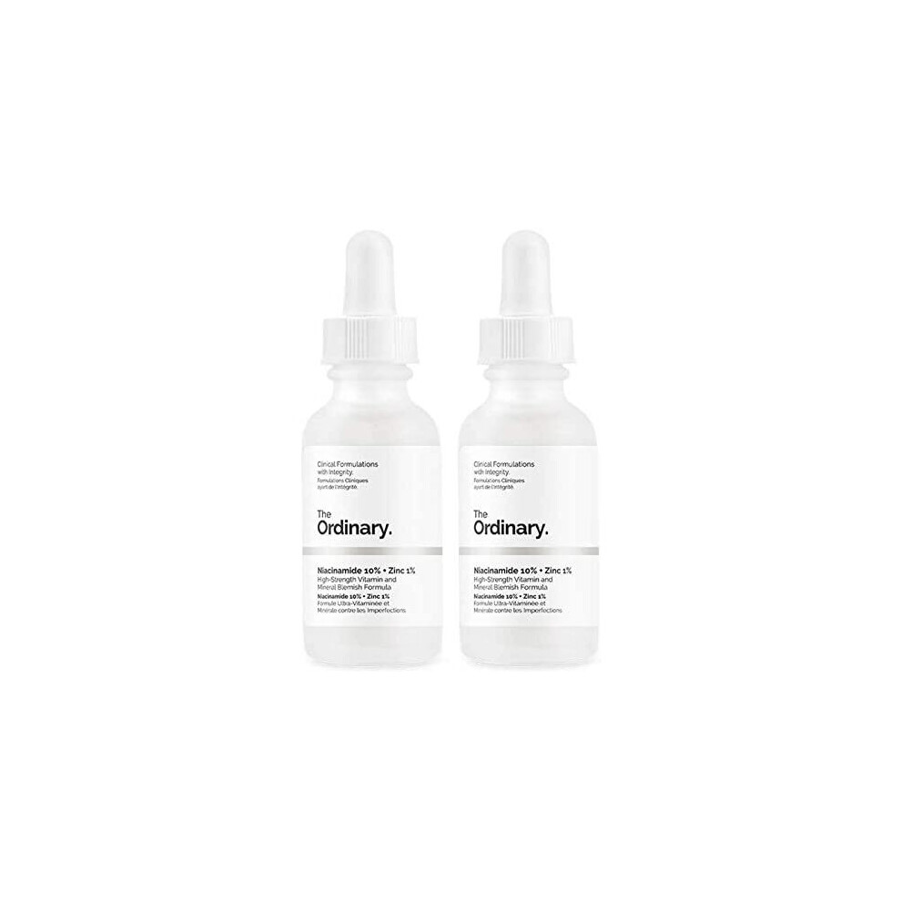 2X 'The Ordinary'. Niacinamide 10% + Zinc 1%. Serum ANTIROJECES 30 ml, Clinical Formulations with Integrity.