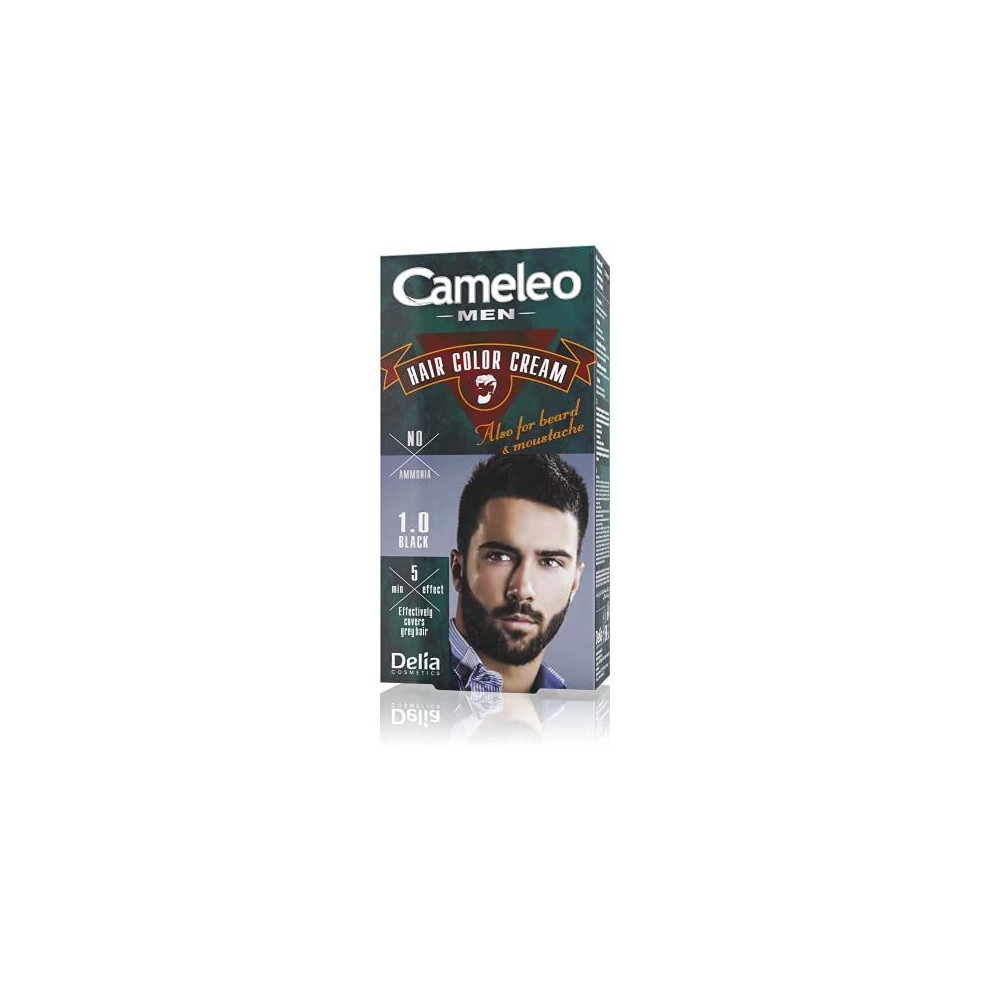 Cameleo Men - Permanent Hair Dye | Black Colour for Hair Beard & Moustache | Natural Colour Effect in 5 Minutes | Cover Grey Hair | Ammonia FREE |