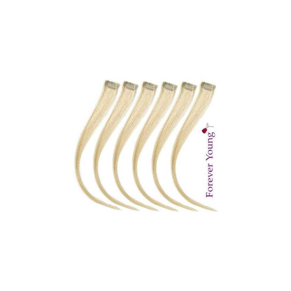 Forever Young UK 6 Piece 18" Clip in Human Hair Extension Highlight Set Light Blonde 60#
