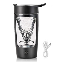 (Black) 650ml Electric Protein Shaker Cup Auto Shake Mixer Coffee Bottle Powder Blender Mug