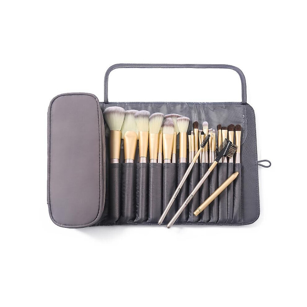 Grey (Grey) Makeup Brush Organizer Makeup Storage Bag Brush Holder Cosmetic Bag Roll Up Holder