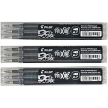 Frixion Erasable Pens, Bundle of 9 Refill Black Gel Ink Fine Point 07