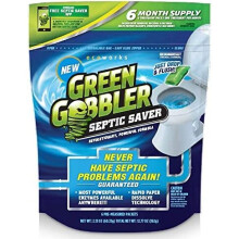 Green Gobbler Septic Saver: Monthly Bacteria-Enzyme Pods (6 x 1.3oz) for Septic Tanks - Odor Control, Grease Digestion, App Reminder