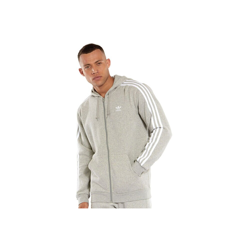 (Grey, S) Adidas Originals SS Full Zip Hoodie Black - Grey