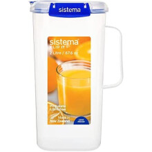 Sistema KLIP IT PLUS Juice Jug | Airtight 2 Litre Plastic Jug for Milk, Water & More | BPA-Free