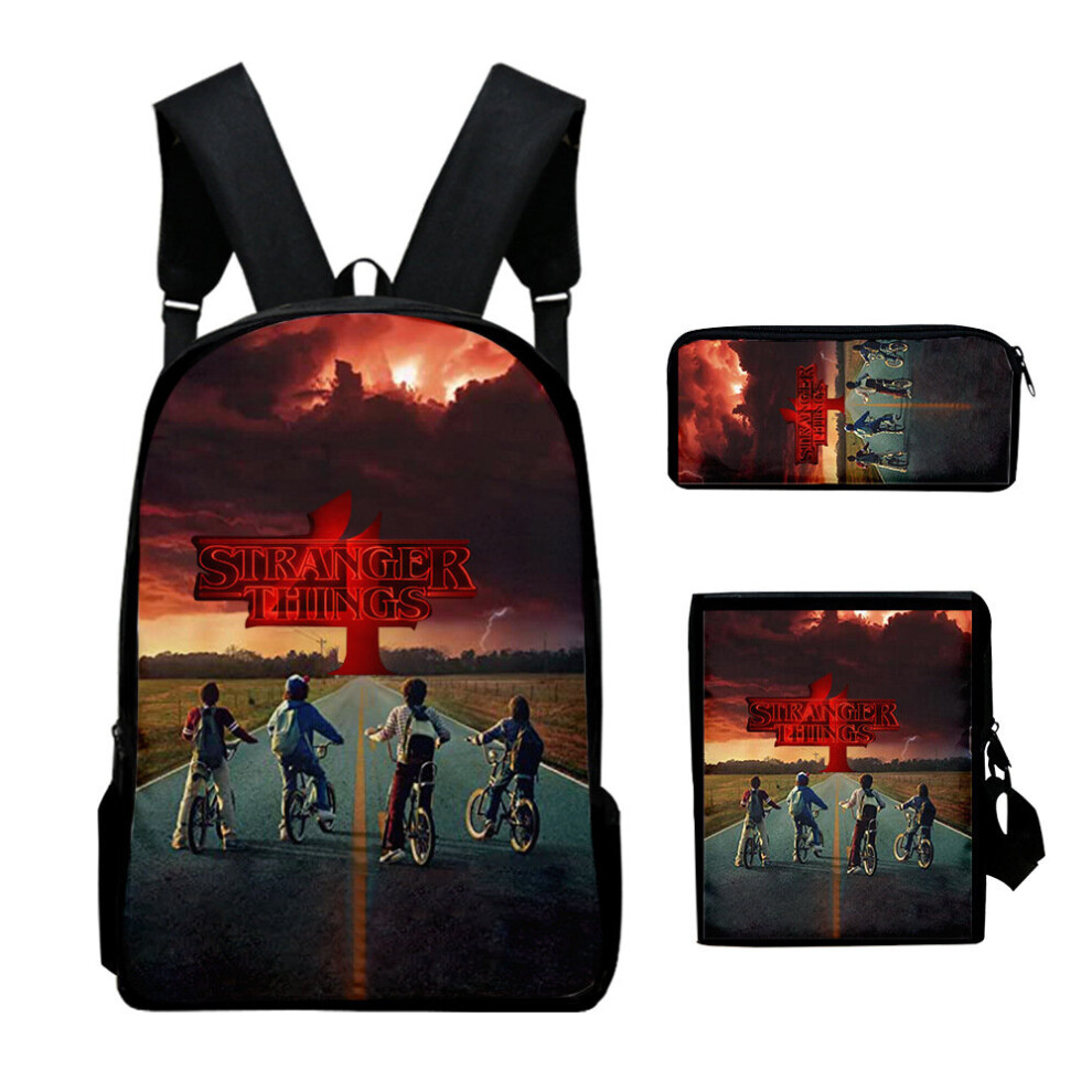 (9) Stranger Things 3pcs Schoolbag Lunch Bag Pencil Case Kids Set