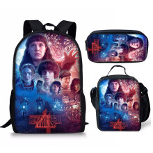 (22) Stranger Things 3pcs Schoolbag Lunch Bag Pencil Case Kids Set
