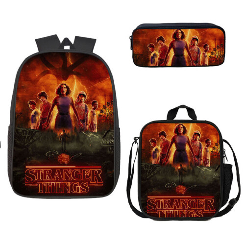 2 Stranger Things School Bag Lunch Bag Pencil Case Kids 3 Piece Set