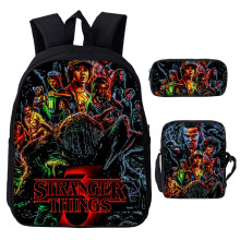 (11) Stranger Things 3pcs Schoolbag Lunch Bag Pencil Case Kids Set