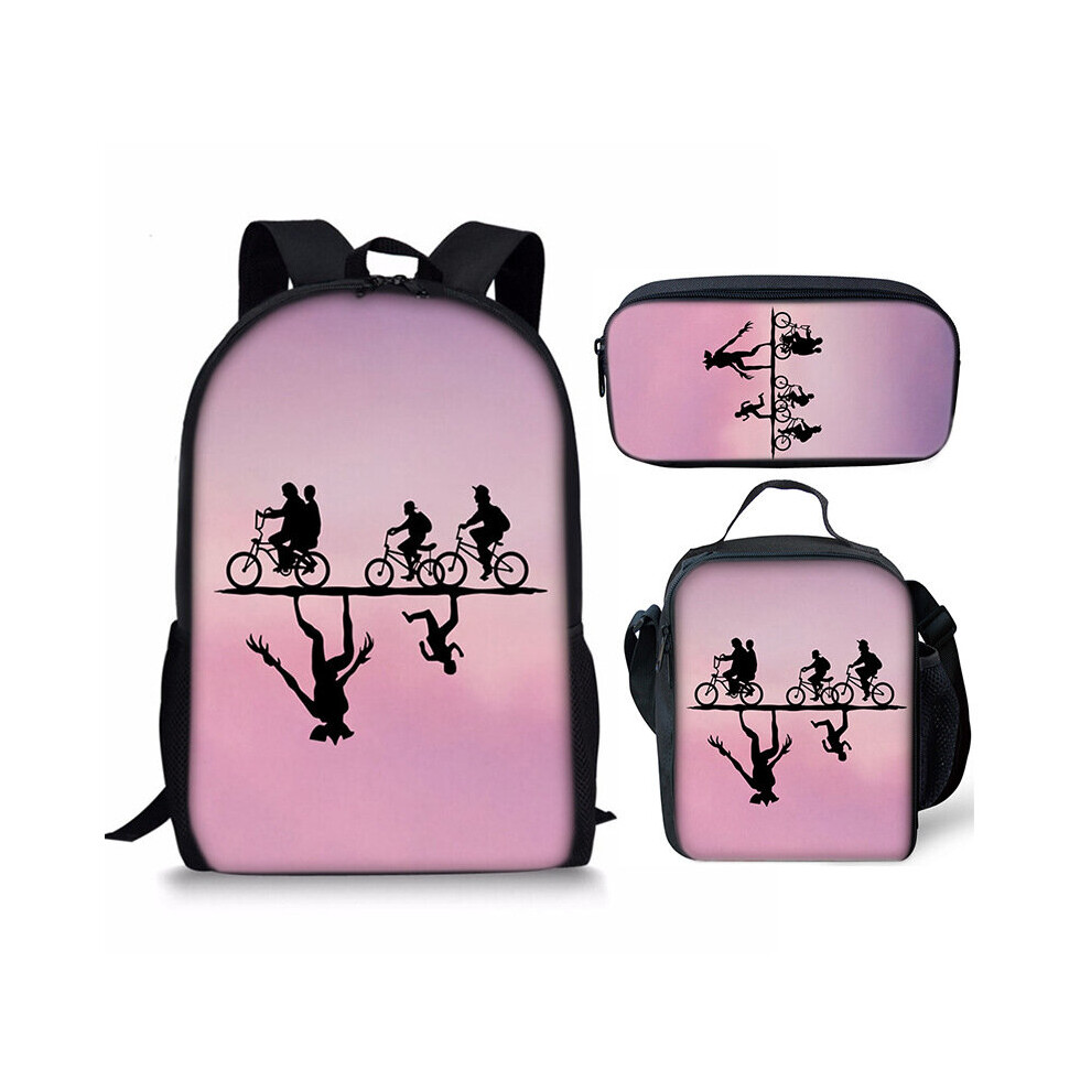 (18) Stranger Things 3pcs Schoolbag Lunch Bag Pencil Case Kids Set